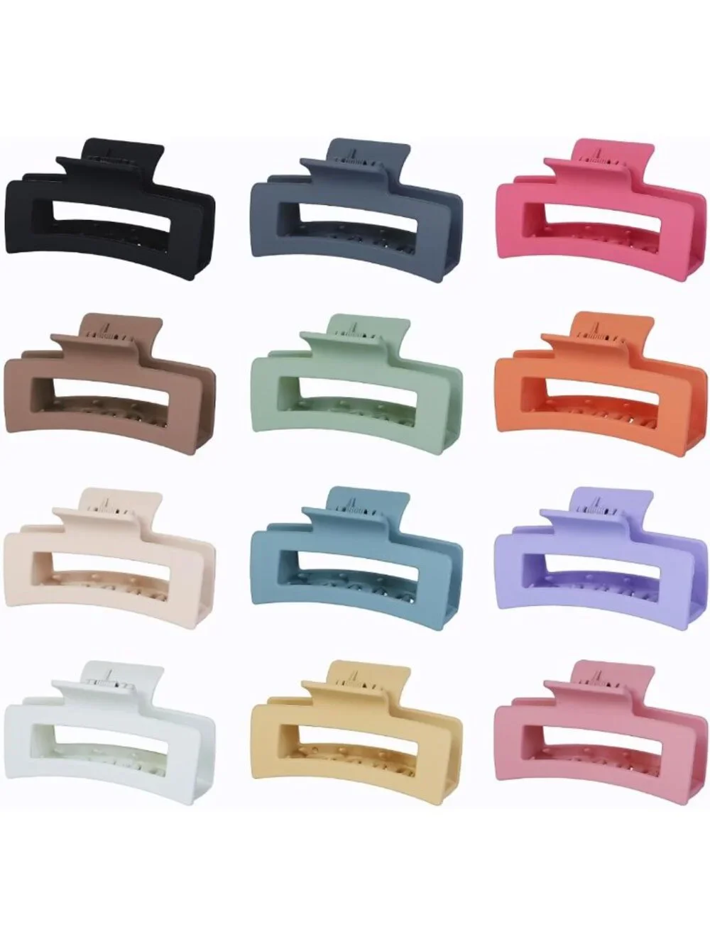Colorful 12 Pcs Medium Hair Clips - 3.5 Inch Square Jaw Clips for Thick & Thin
